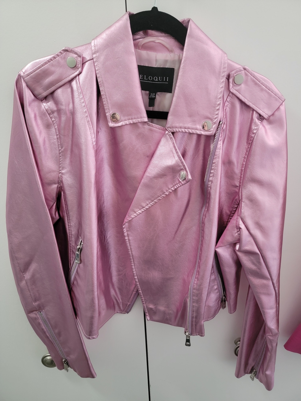 Eloquii Pink Metallic Moto Jacket Size 14/16